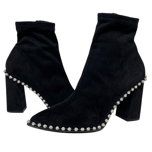 Steve Madden Revoke Glam Rhinestone Bootie Black - Picture 1 of 8